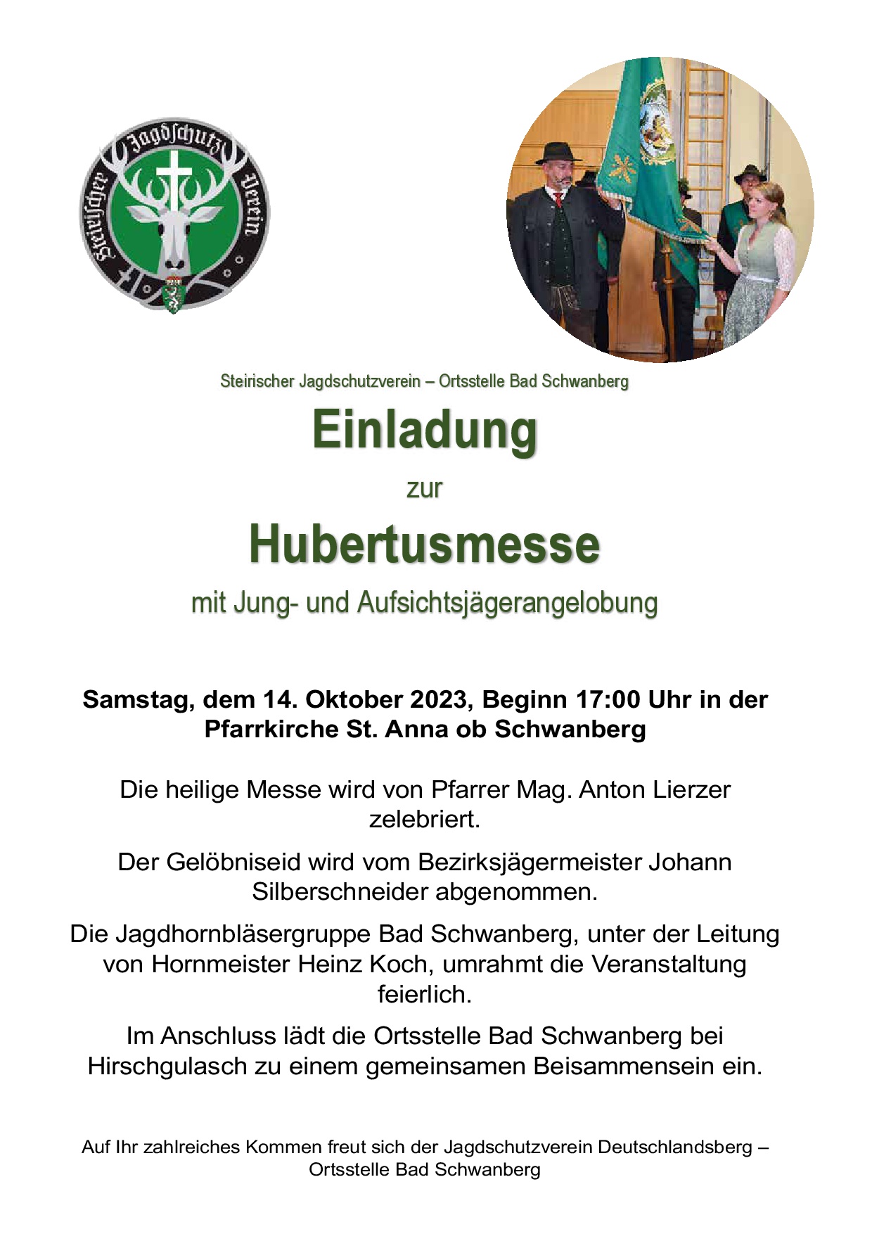 Einladung Hubertusmesse